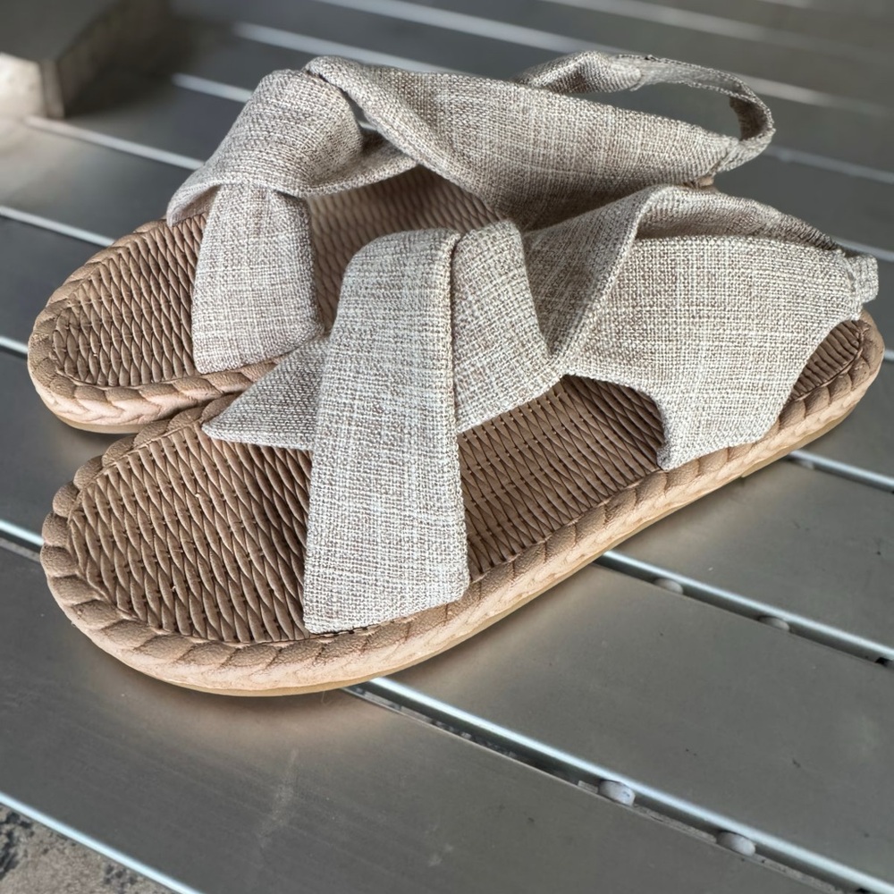 Beige Crisscross Sandals
